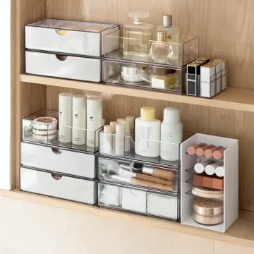 Multi-layer Clear Makeup Organizer With Drawer - Desktop Cosmetic