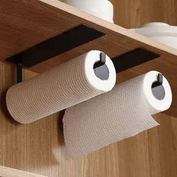 Stainless Steel Punch-Free Kitchen Bathroom Roll Paper Towel Rack Iron Rack  Lazy Rag Bracket