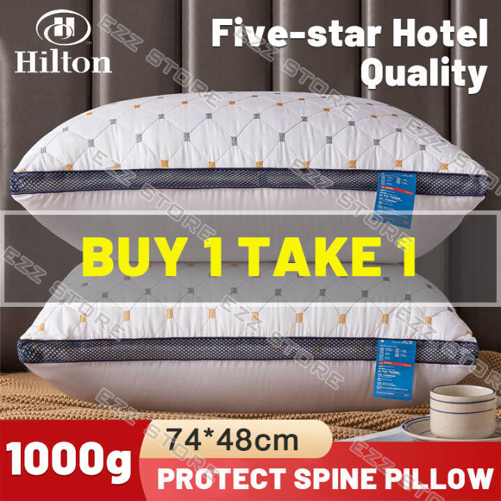 【Buy 1 Take 1】Hilton Hotel 1000g Pillow High Quality Queen Size Five