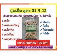 ปุ๋ยเม็ดสูตร 31-9-12 ขนาด 500กรัม ไนโตรเจนสูง เร่งราก เร่งตั้งตัว เร่งต้นโตเร็ว สมบูรณ์  เร่งใบสมบูรณ์ /เร่งขยายทรงพุ่ม เร่งเขียว ในพืชผัก ไม้ใบ ไม้ประดับ ไม้พุ่ม ไม้ดอก ไม้ทุกชนิดช่วงเริ่มปลูกจนถึงก่อนโตเต็มที่พร้อมติดดอก/ผล