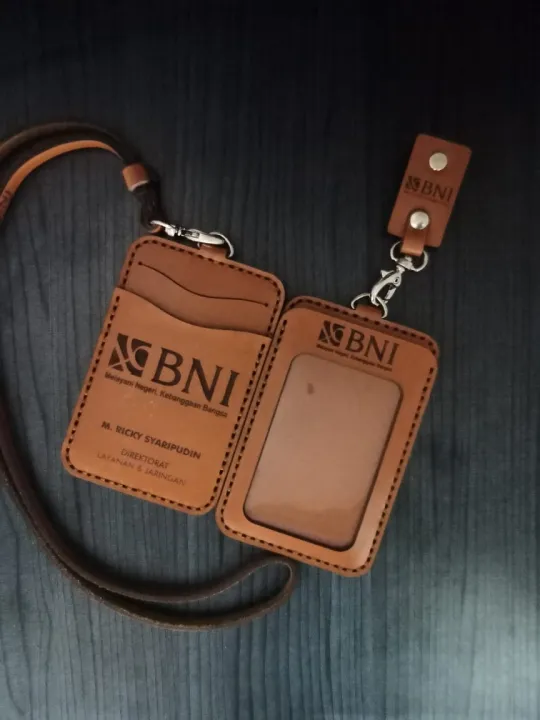 Id Card Holder Name Tag Kulit Asli Bank Bni Lazada Indonesia