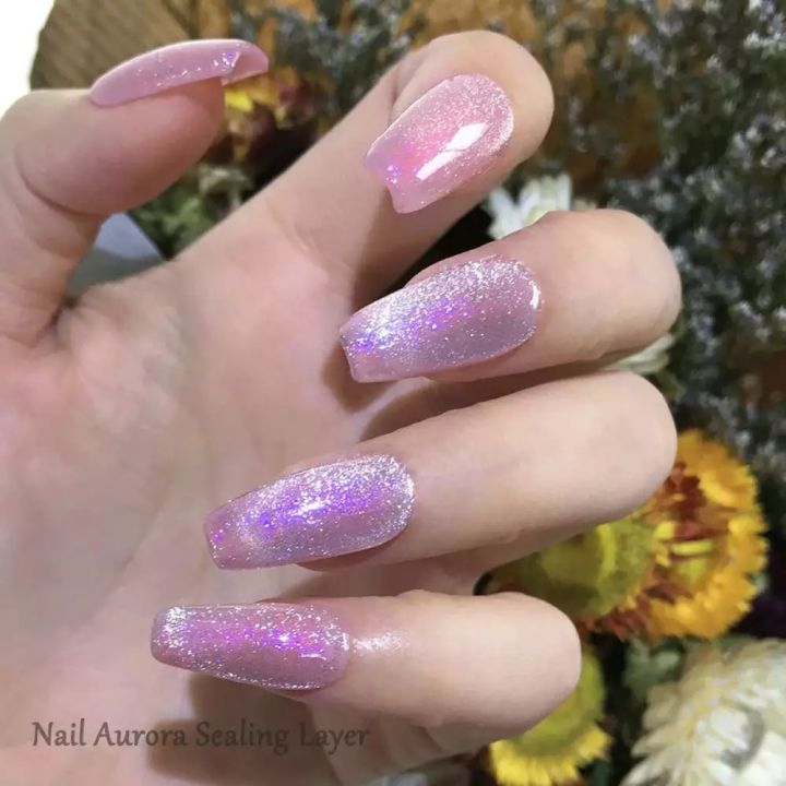 ท็อปเจล-ท็อปเกร็ดออโรล่า-ท็อปกาแลกซี่-ทาทับได้ทุกสี-aurora-glitter-sealing-nail-gel-uv-gel-aurora-seal-layer