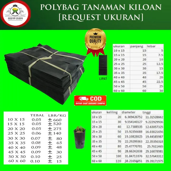 Polybag Polibag tanaman 1kg [request ukuran] / Polybek polibek polybeg ...