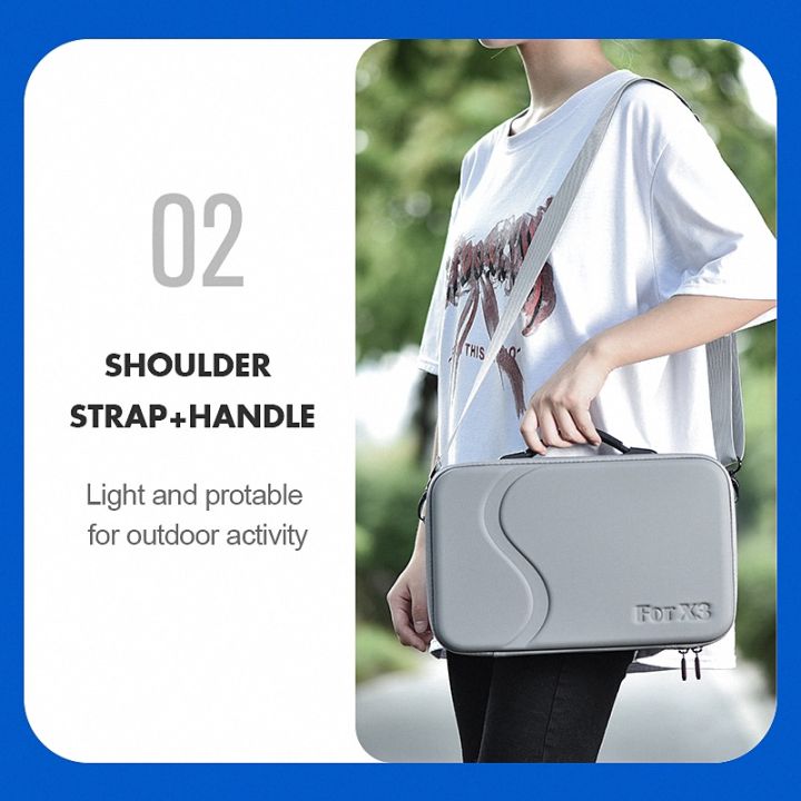startrc-portable-shoulder-bag-for-insta360-one-x3-accessories-storage-bag-pu-waterproof-handbag-sport-camera-carrying-case-gray-black