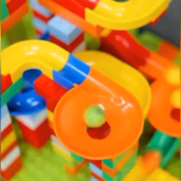 168 Pieces Toys Building Games Puzzles Big Blocks Marble Raceway Slide