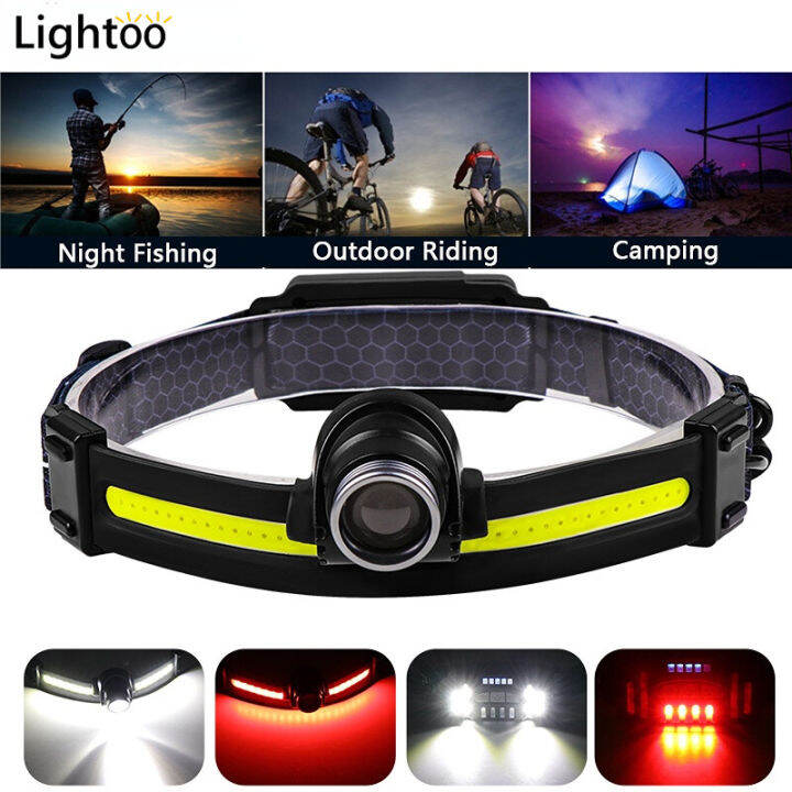 XPG COB headlight flashlight sensor Headlight Rechargeable usb head