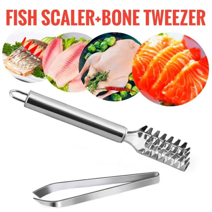 Fish Bone Tweezer & Fish Scale Skin Remover, Stainless Steel Plier and