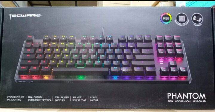 TECWARE PHANTOM RGB BACKLIT MECHANICAL KEYBOARD 87 KEYS TKL BLUE