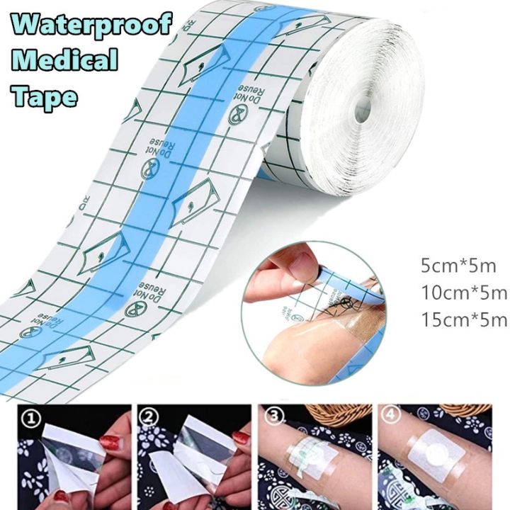 5M Waterproof Medical Tape Antiallergic PU Film Gauze Pad Transparent