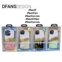 DFANSDESIGN แท้ เคสลายหินอ่อน ประดับเกล็ดทอง iPhone13 Series