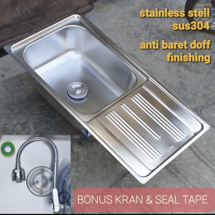 Bak Cuci Piring 1 Lubang Tanam Single Bowl Kitchen Sink Full Stainless Fullset Tanam 95 X 48