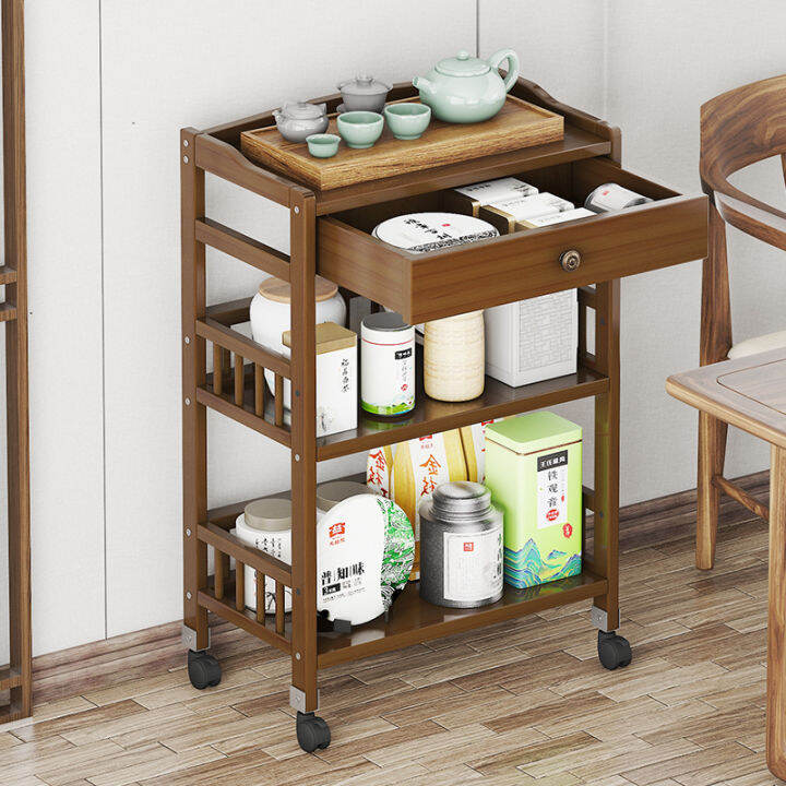 Tea Shelf Solid Wood Tea Storage Living Room Small Antique Shelf Tea Room Tea Set Rack