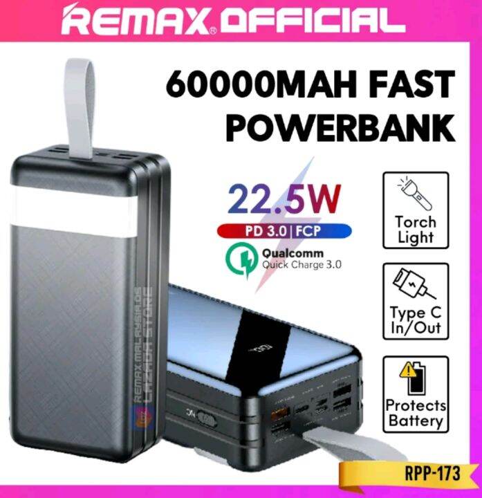 REMAX ORIGNAL 60000MAH POWER BANK FAST CHARGING WITH FOUR PORT 4 USB
