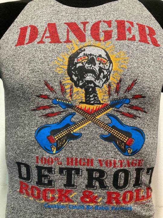 เสื้อยืด-แขนสามส่วน-ผ้าทราย-ลาย-danger