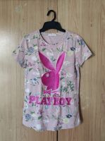 ❌ขายแล้ว❌เสื้อยืดคอกลมลายดอก แต่งปัก playboy ป้าย JShop ไซส์ L, XL ใส่ได้