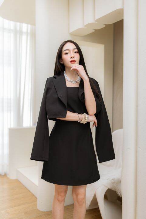 dewishes-set-blazer-crop-dress-สายเดี่ยว