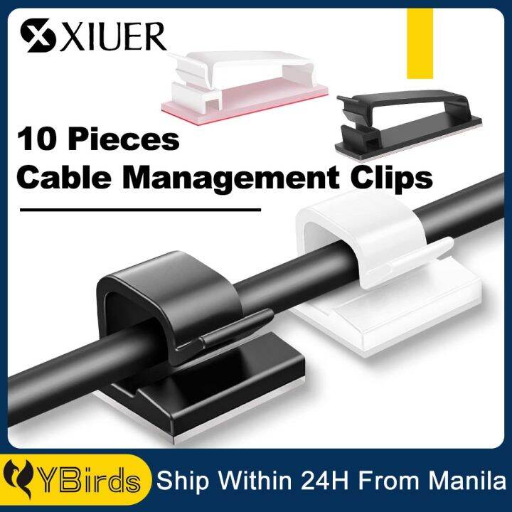 10Pcs Cable Management Clips, Large Clips for Under Desk Wire