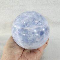 หินลูกกลมบลูแคลไซต์ หินบลูแคลไซด์(Blue Calcite)ขนาดรอบวง 8.25 ซม.น้ำหนัก 821.9 g.