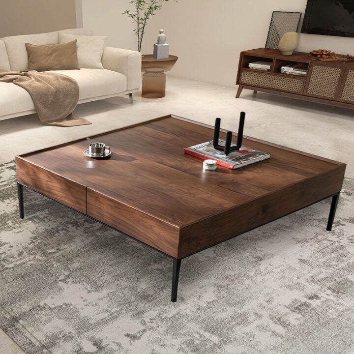 Italian Style Minimalist Scandinavian Black Walnut Square Coffee Table