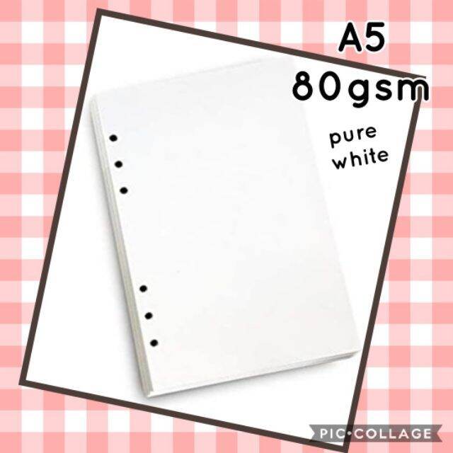 80gsm PURE WHITE BLANK A5 6 RING PLANNER INSERTS REFILL Lazada