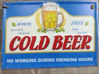 แผ่นป้ายสังกะสีวินเทจ Cold Beer