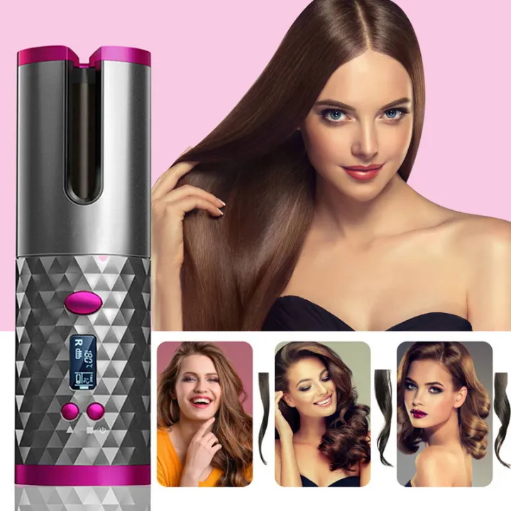 On Sale ] Automatic Hair Curly Roller Set Cordless Curly Hair Roller Iron  Wand Portable USB C