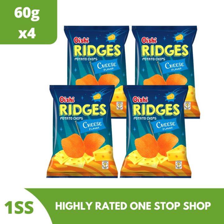 Oishi Ridges Potato Chips Cheese Flavor, 60g Set of 4 Lazada PH