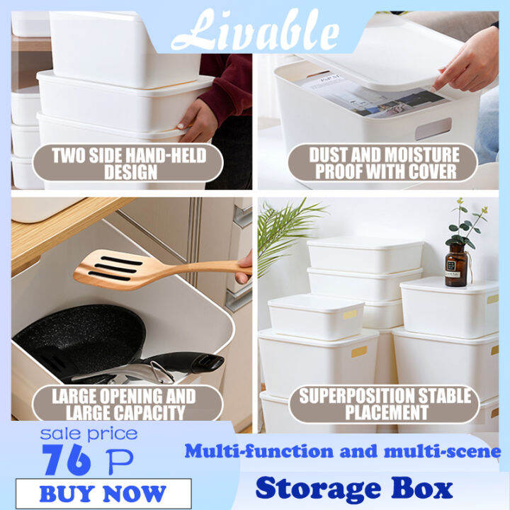 Laundry Basket with Lid Baby Clothes Storage Box Plastic Books Toys