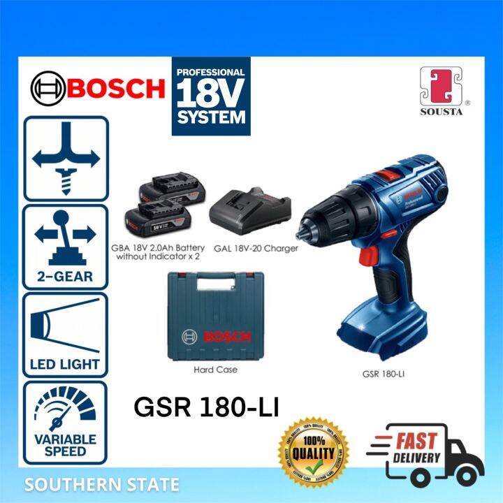 BOSCH GSR 180-LI Cordless Drill Driver BOSCH GSR180 GSR 180-LI BATTERY ...