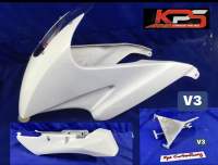 หน้ากากเซอจรวดV3 ชิว/บังไมล์โคลงหน้า ท้ายหลบท่อ งานไฟเบอร์KPS CarbonRacing Kawasaki 2t Serpigo KR Victor