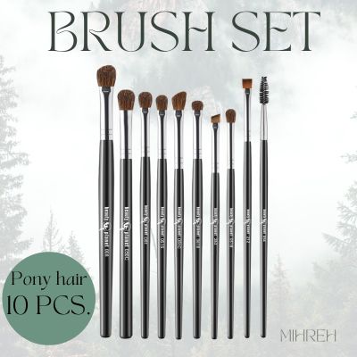 [2112] (พร้อมส่ง) Brush Set เซ็ทแปรงแต่งตา 10 ชิ้น ขนม้า จิกสีดี ขนแปรงแข็งแรง วัสดุดีมาก