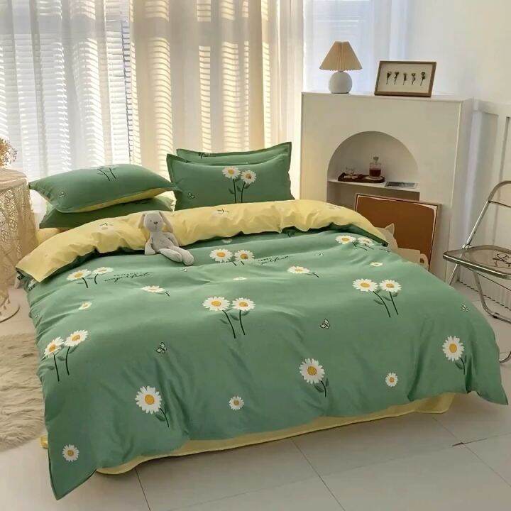 4 in1 Full Garterize Bedding Set High Quality Double Queen King Super Bedsheet Quilt Cover