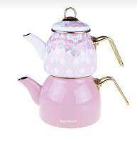 Bambum Unique Tea pots / กาต้มชา2ชั้น งานเคลือบ Enamel สีชมพู