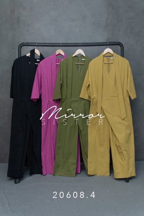 mirrorsister-20608-4-jumpsuitแพทเทรินแนวๆ-ชุดกางเกง-จั้มสูทขายาว-ชุดน่ารัก-ชุดไปเที่ยว-ชุดสีสดใส-ชุดใส่สบาย