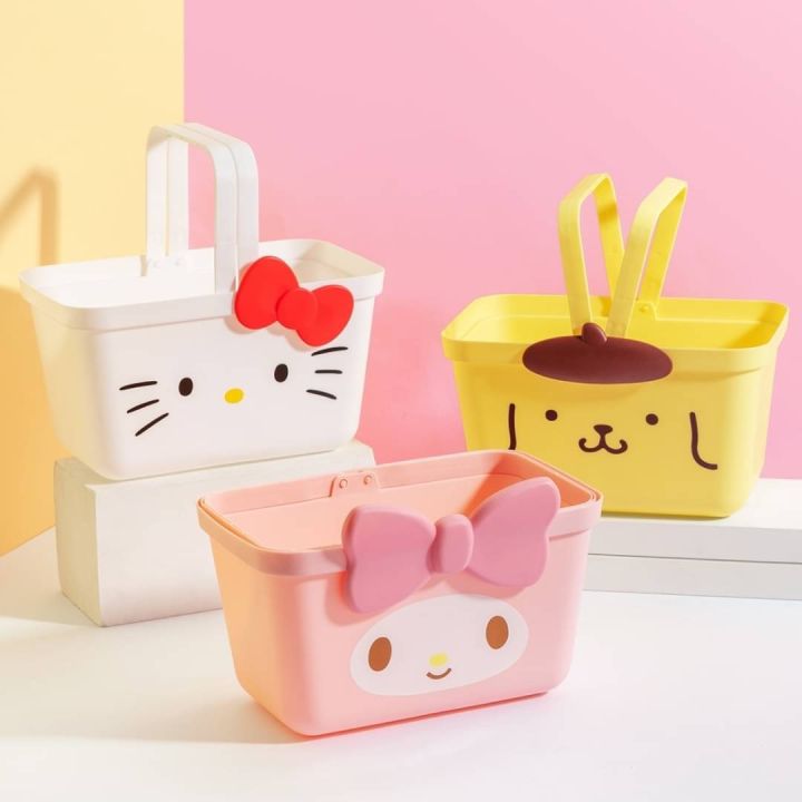 พร้อมส่ง-ตะกร้าคิตตี้-ตะกร้าmy-melody-ตะกร้าใส่ของลายการ์ตูนsanrio-น่ารัก-แข็งแรง-ไซส์9นิ้ว-ตะกร้าพลาสติก-ตะกร้าเก็บของ