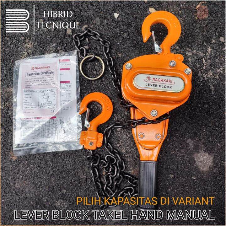 lever block 3/4 ton Nagasaki lifting hoist kerekan rantai 1.5 Meter
