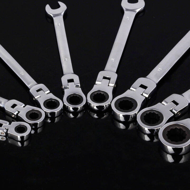 Movable Head DualPurpose Ratchet Quick Wrench Elbow Adjustable Metric