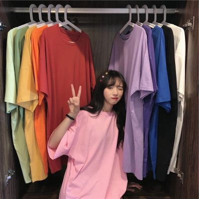 momint shop! เสื้อยืดสีพื้น เสื้อยืด เสื้อยืดสไตล์เกาหลี Oversize เสื้อผ้าสาวอวบ t-shirt ผ้านิ่ม ใส่สบาย เนื้อผ้า Milk silk fabric (มีให้เลือก 10 สี)