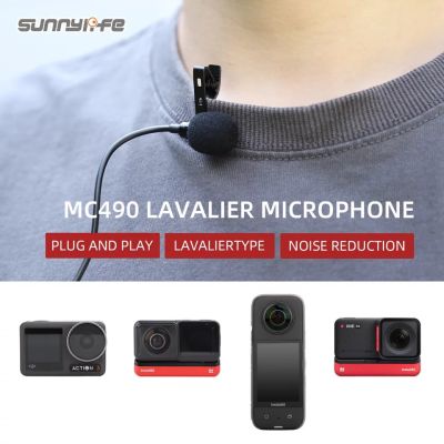 Sunnylife Lavalier Microphone Clip-on Lav Mini Mic Video Recording Interviews Living Performance for Insta360 X3/ ONE RS/ Action4/3 Action2