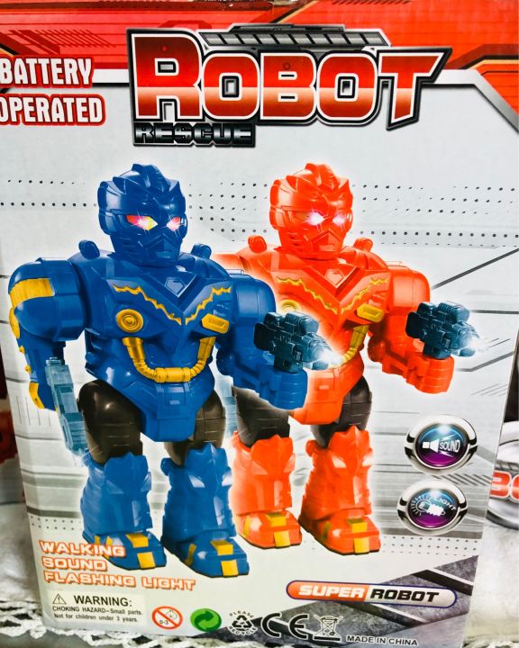 หุ่นยนต์เดินได้-ใส่ถ่านมีเสียงยิงปืน-มีไฟ-robot-rescue