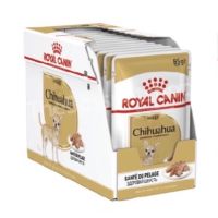 Royal Canin (โรยัล คานิน) สูตร Chihuahua Adult อาหารสุนัข  อาหารเปียก  ขายแบบซองขนาดซองละ 85g/Canine Breed Health Nutrition Chihuahua in pouch อาหารสัตว์ผสมสำเร็จรูปชนิดเปียกสำหรับสุนัขสายพันธุ์ ชิวาวาโตเต็มวัยอายุ 8 เดือนขึ้นไป