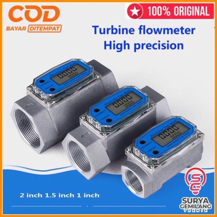 Digital Flow meter Turbine 1.5 inch Flow meter Air/Solar/Minyak 1,5in
