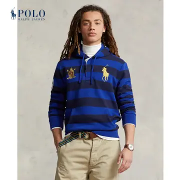 Polo Ralph Lauren Striped Fleece Hoodie in Blue for Men