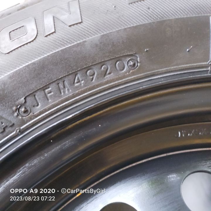 ล้ออะไหล่-4รู100-ดุม54-1-พร้อมยาง-bridgestone-dayton-ขนาด185-60-r15-ปี20-4920-ล้อกะทะขอบ15-ยกเว้น-nissan