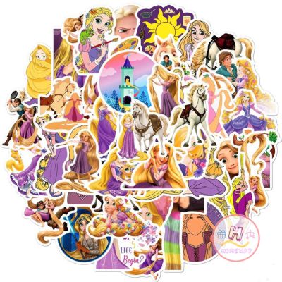 Sticker สติ๊กเกอร์ Rapunzel H 182 ราพันเซล 50ชิ้น เจ้าหญิง ดิสนี สโนว์ไวท์ ซินเดอเรลล่า แอเรียล เบลล์ จัสมิน มู่หลาน ราพันเซล เอลซ่า Frozen Mulan The Little Mermaid Cinderella Snow White Aladdin มู่หลาน Pocahontas ดิสนี่ Princess