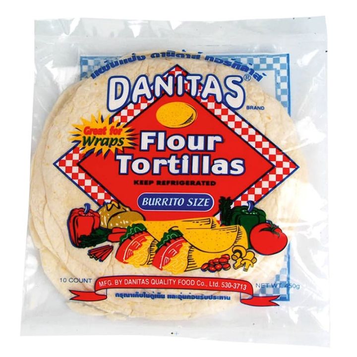 Danitas Flour Tortillas ดานิต้าส์แผ่นแป้งทอร์ทิล่าส์ 9นิ้ว 450กรัม