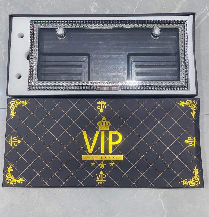 กรอบป้ายทะเบียน-vip-พร้อมหัวน็อตเพชร-สามารถใส่กับป้ายทะเบียนเดิมได้เลย-1-กล่อง-1-ชิ้น-สวยงาม-งานดี-หรูหรา-สไตล์vip