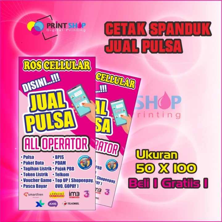 Cetak Banner Spanduk Jual Pulsa Bisa Request & Gratis Desain | Lazada ...