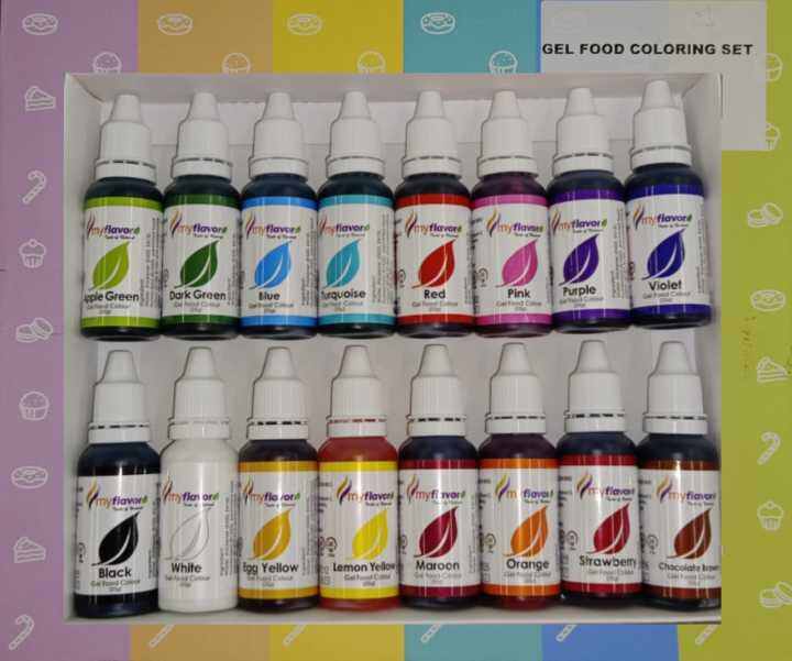 MY FLAVOR GEL FOOD COLORING SET (EDIBLE FOOD COLORING - 16 COLOUR) 25G