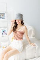 Dewishes ?? Stripe PinkCaramel Tanktop สายเดี่ยว ลายริ้ว